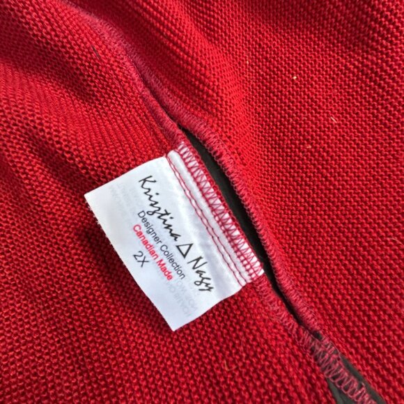 Krisztina Nagy Designer Collection Womens Red Knit Cardigan Front Detail Size 2X - Picture 4 of 9